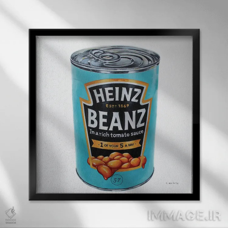 تابلو قبلاً لوبیا بوده (واژهبازی با been/bean) اثر هانا کاچینیل - نمای قابدار مشکی