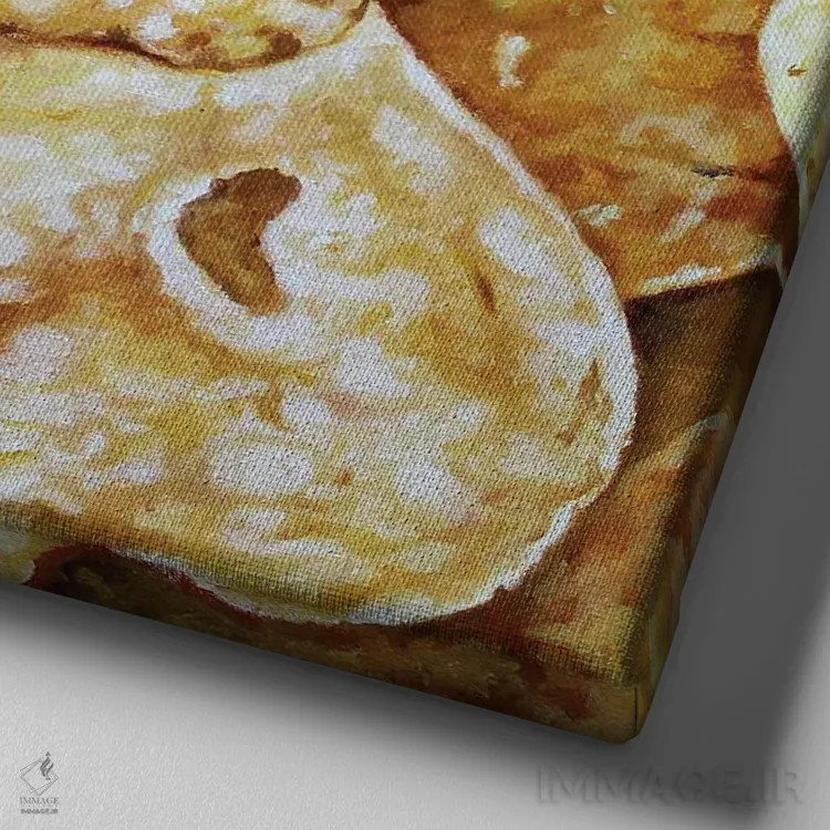 تابلو نخستین غذای انگشتی (غذای با دستخور) اثر هانا کاچینیل - نمای نزدیک بافت بوم