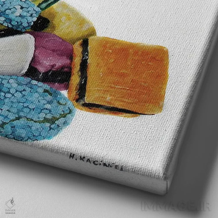 تابلو فرار بزرگ اثر هانا کاچینیل - نمای نزدیک بافت بوم