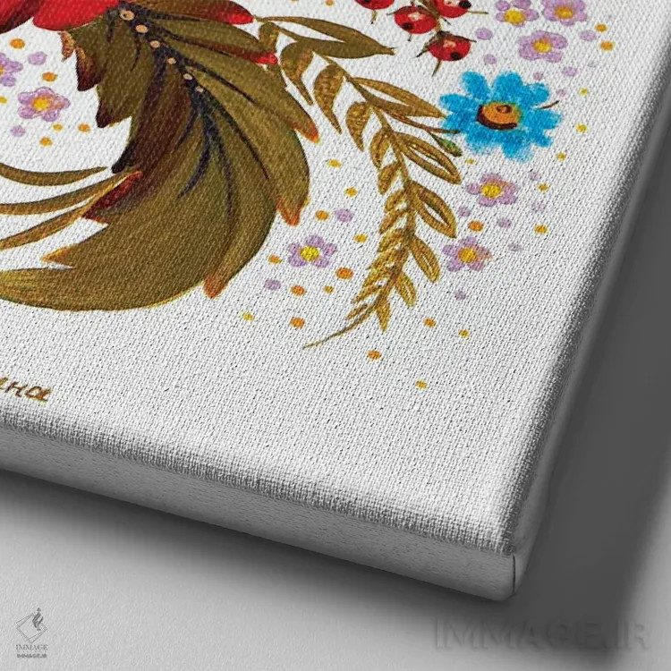 تابلو گل شقایق اثر هالینا کولگا - نمای نزدیک بافت بوم