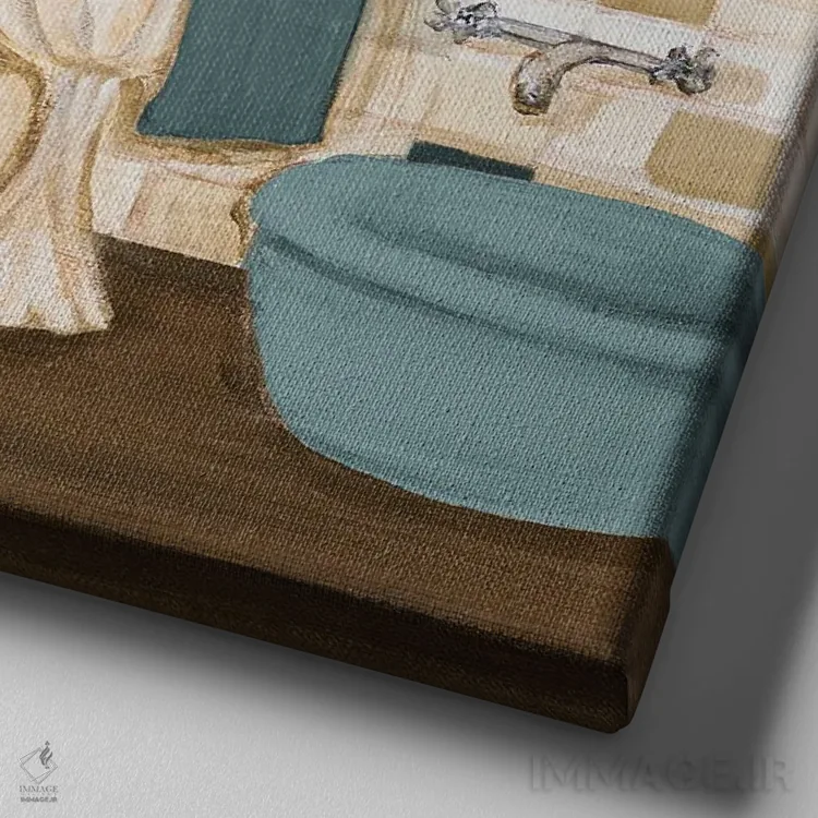 تابلو حمام ذن آبی (I) اثر حکیملپور-ریتر - نمای نزدیک بافت بوم