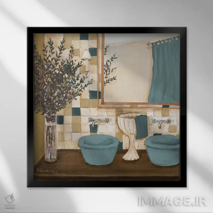 تابلو حمام ذن آبی (I) اثر حکیملپور-ریتر - نمای قابدار مشکی