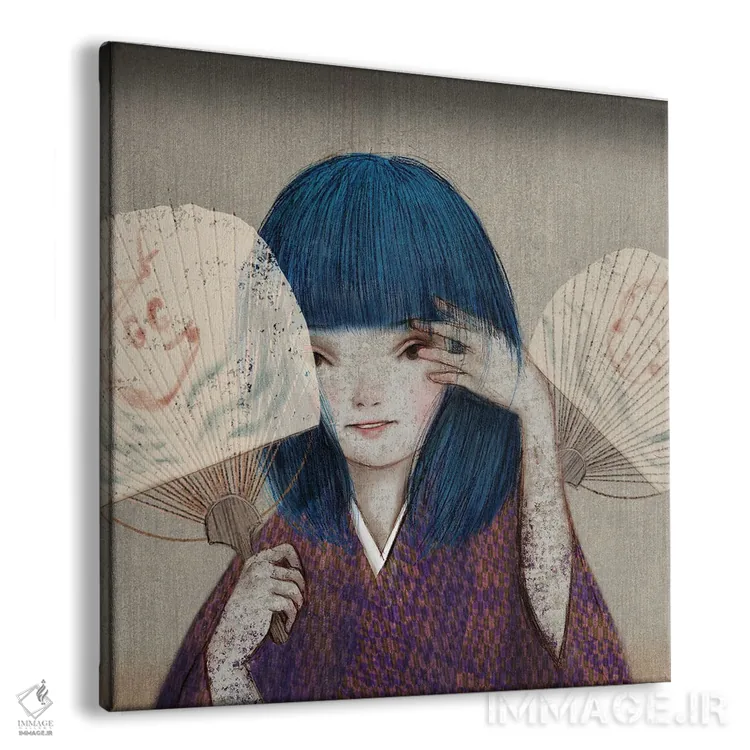 تابلو بادبزن دست گرد بژ (III) اثر هیرویوشی کوراوا - نمای پرسپکتیو محصول