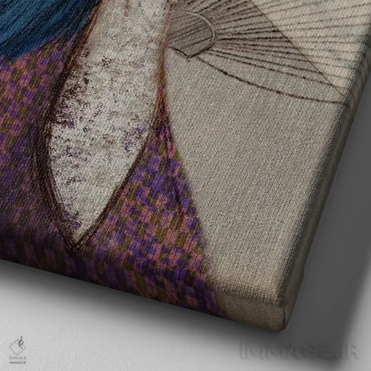 تابلو بادبزن دست گرد بژ (III) اثر هیرویوشی کوراوا - نمای نزدیک بافت بوم