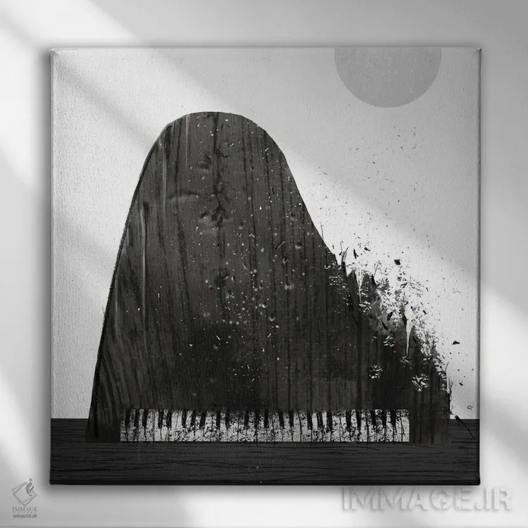 تابلو زغالسنگ (VII) پیانوی شکسته اثر هیرویوشی کوراوا - نمای روبهرو روی دیوار