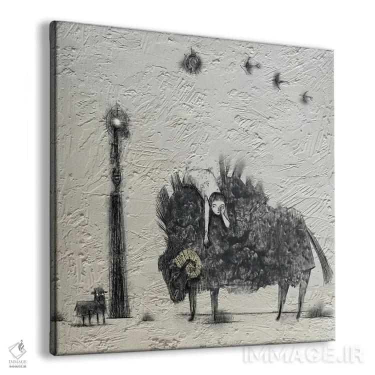 تابلو زغالسنگ (II) گاومیش اثر هیرویوشی کوراوا - نمای پرسپکتیو محصول