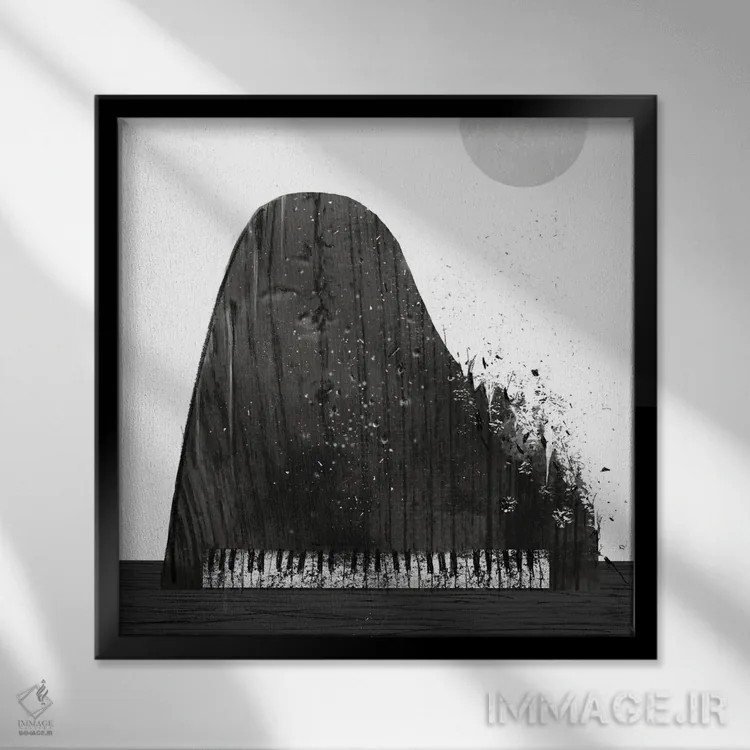 تابلو زغالسنگ (VII) پیانوی شکسته اثر هیرویوشی کوراوا - نمای قابدار مشکی