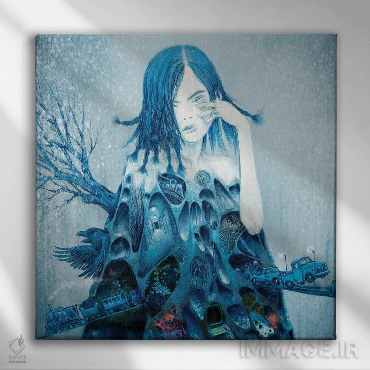 تابلو سالنهایی به رنگ نیلی (II) اثر هیرویوشی کوراوا - نمای روبهرو روی دیوار