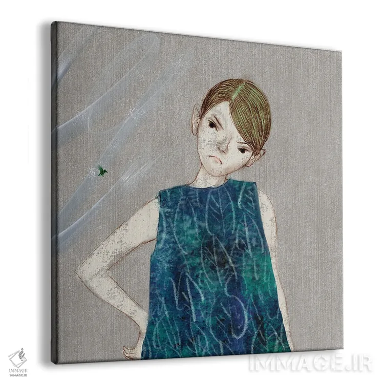 تابلو نیلی (XII) با پرنده کوچک اثر هیرویوشی کوراوا - نمای پرسپکتیو محصول