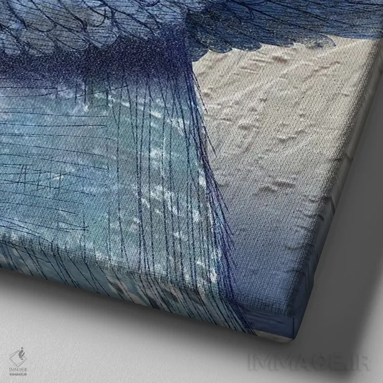 تابلو پرنده و توپ سیاه نیلی (I) اثر هیرویوشی کوراوا - نمای نزدیک بافت بوم