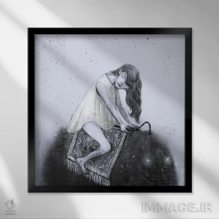 تابلو زغالسنگ (V) سواری مهآلود اثر هیرویوشی کوراوا - نمای قابدار مشکی