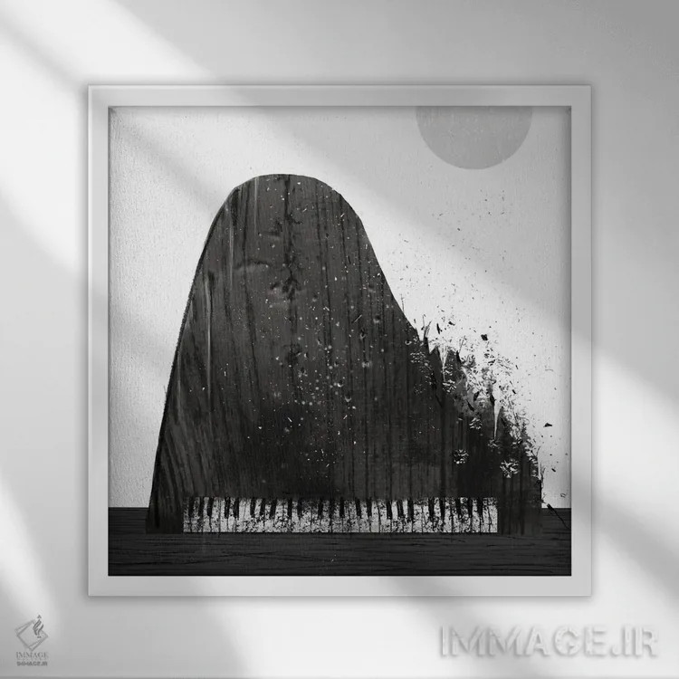تابلو زغالسنگ (VII) پیانوی شکسته اثر هیرویوشی کوراوا - نمای قابدار سفید