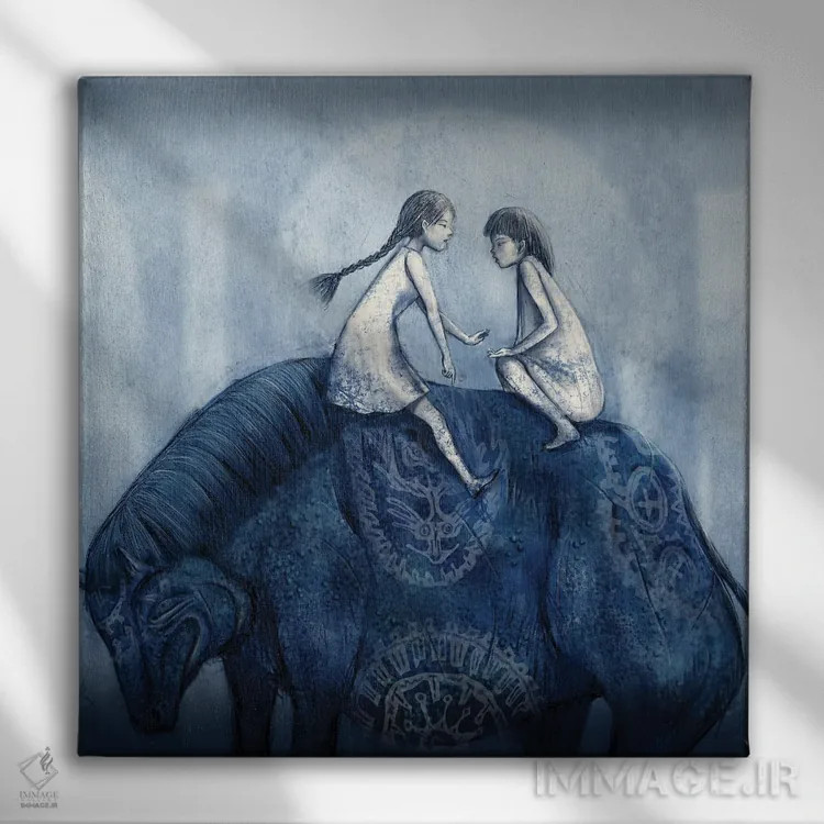 تابلو گاو نیلی (XV) اثر هیرویوشی کوراوا - نمای روبهرو روی دیوار