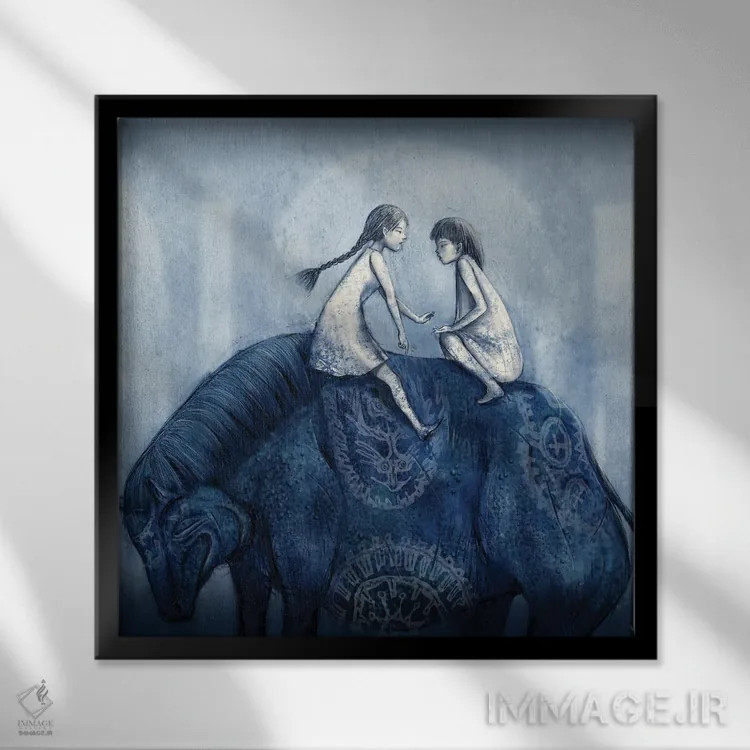 تابلو گاو نیلی (XV) اثر هیرویوشی کوراوا - نمای قابدار مشکی