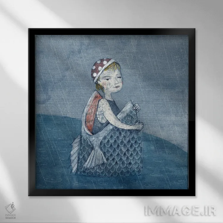 تابلو کلاه شنا مورد علاقه نیلی (VI) اثر هیرویوشی کوراوا - نمای قابدار مشکی