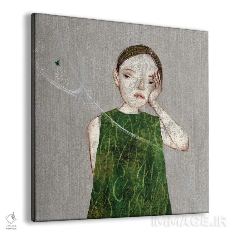 تابلو برگ (II) با پرنده کوچک اثر هیرویوشی کوراوا - نمای پرسپکتیو محصول