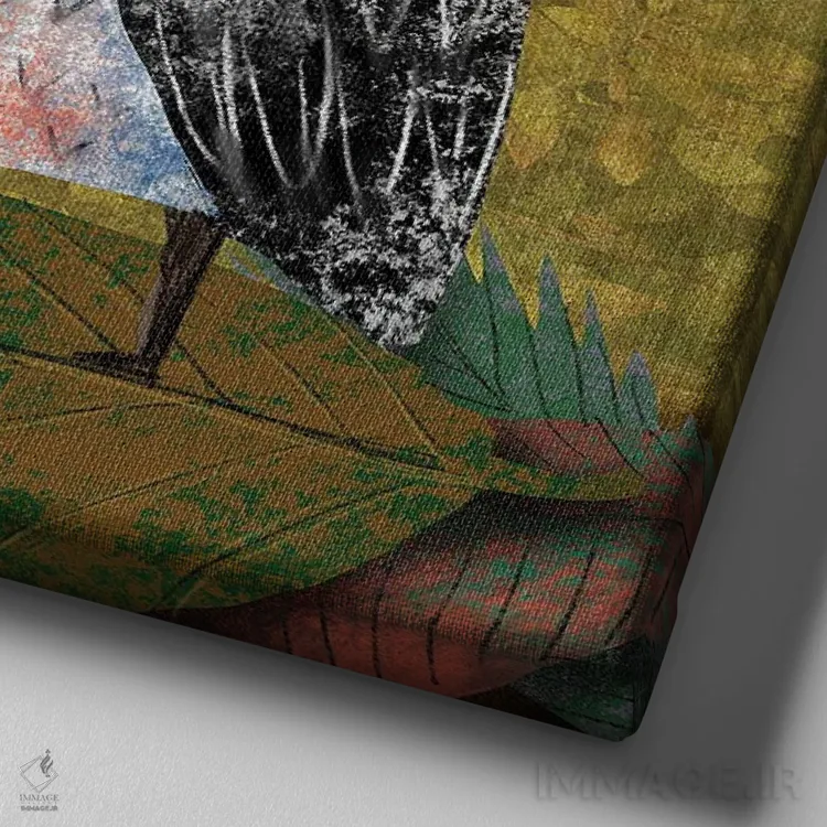 تابلو آتشبازی زیتونی (III) اثر هیرویوشی کوراوا - نمای نزدیک بافت بوم