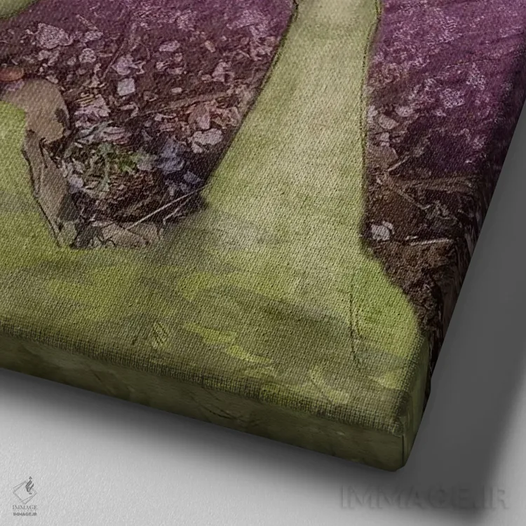 تابلو ساعت حیوانات زیتونی (II) اثر هیرویوشی کوراوا - نمای نزدیک بافت بوم