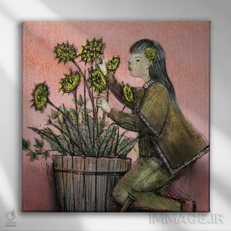 تابلو سطل چوبی هلوئی (II) اثر هیرویوشی کوراوا - نمای روبهرو روی دیوار