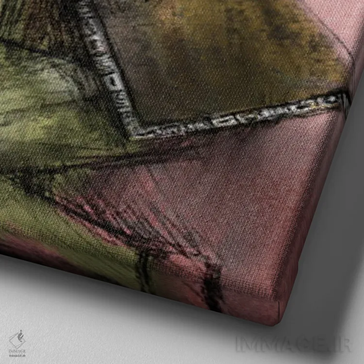 تابلو سطل چوبی هلوئی (II) اثر هیرویوشی کوراوا - نمای نزدیک بافت بوم