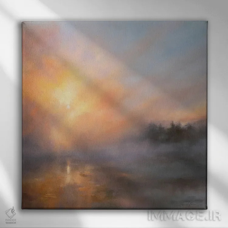 تابلو بررسی غروب اثر هانا کروین - نمای روبهرو روی دیوار