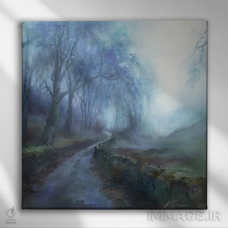 تابلو اولین نور از میان مه اثر هانا کروین - نمای روبهرو روی دیوار