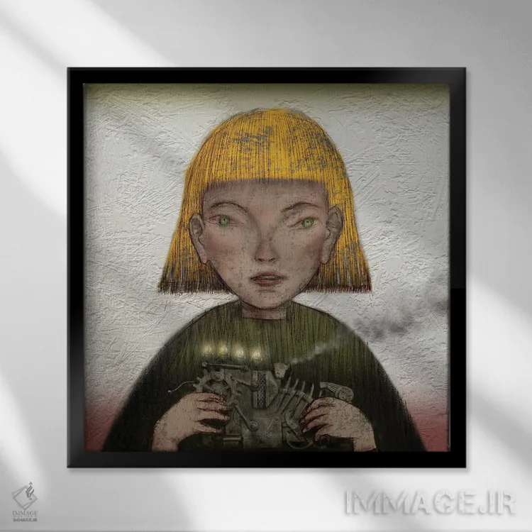 تابلو اسباببازی بخار زرد (I) اثر هیرویوشی کوراوا - نمای قابدار مشکی