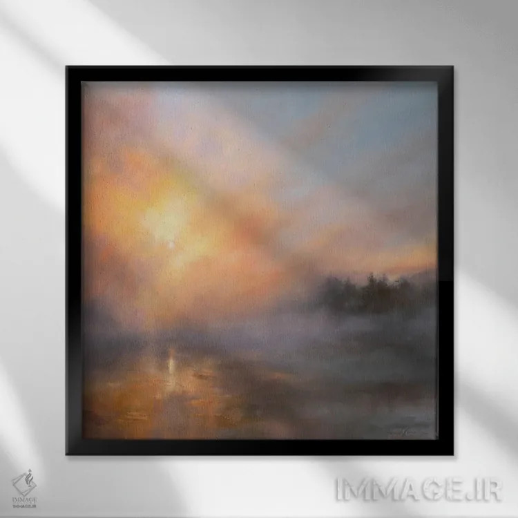 تابلو بررسی غروب اثر هانا کروین - نمای قابدار مشکی