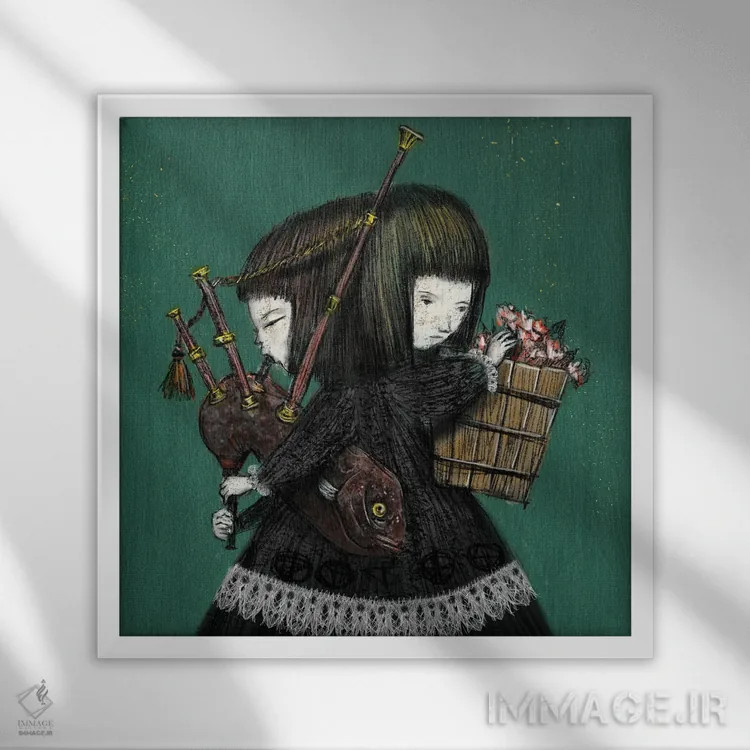 تابلو نیانبان سبز چمنی (IV) اثر هیرویوشی کوراوا - نمای قابدار سفید