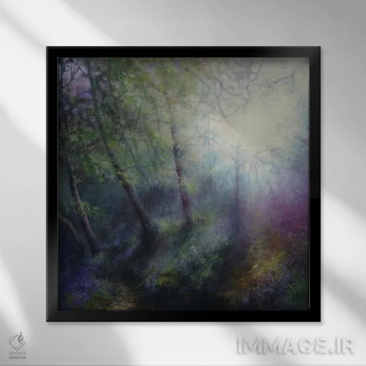 تابلو درخشش نور بهاری بر جغدکهای اولیه اثر هانا کروین - نمای قابدار مشکی