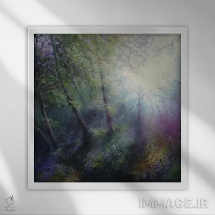 تابلو درخشش نور بهاری بر جغدکهای اولیه اثر هانا کروین - نمای قابدار سفید