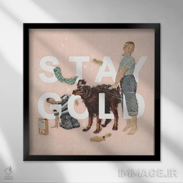 تابلو طلایی بمان اثر هدر لندیس - نمای قابدار مشکی