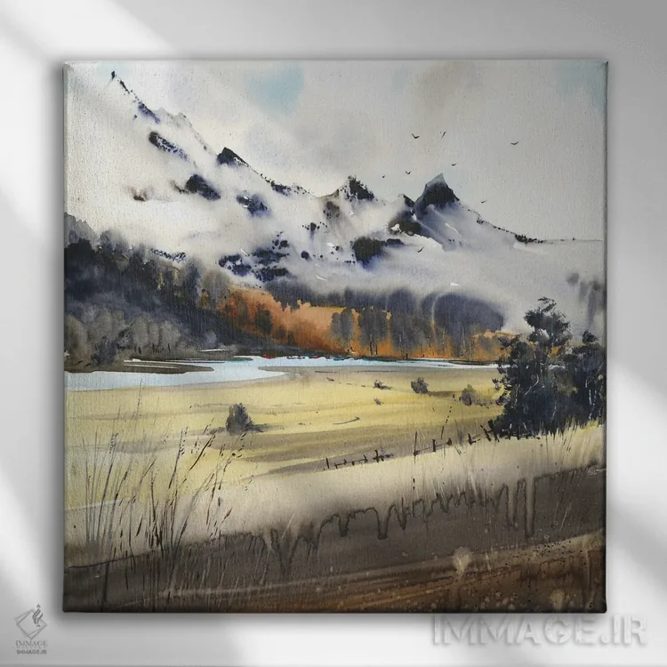 تابلو رشتهکوه I اثر هوملایکآرت (برند هنری) - نمای روبهرو روی دیوار