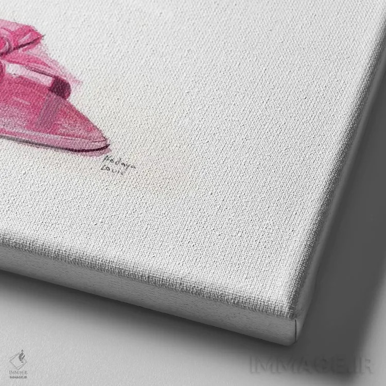 تابلو صندل صورتی پررنگ اثر هارت آو لیلی (برند هنری) - نمای نزدیک بافت بوم