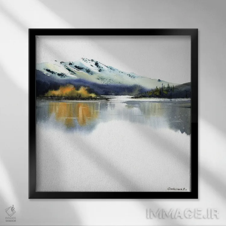 تابلو میدان کوهستانی پاییزی اثر هوملایکآرت (برند هنری) - نمای قابدار مشکی
