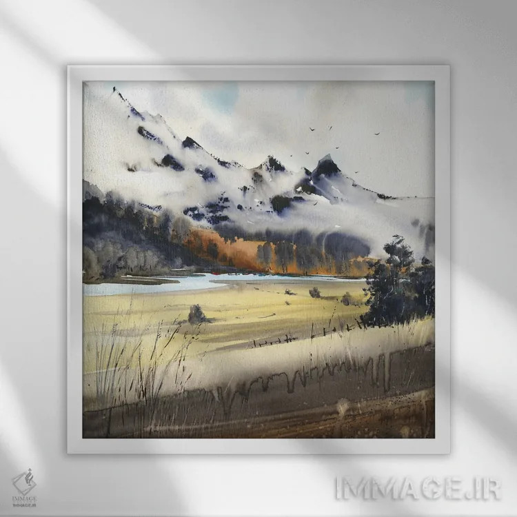 تابلو رشتهکوه I اثر هوملایکآرت (برند هنری) - نمای قابدار سفید