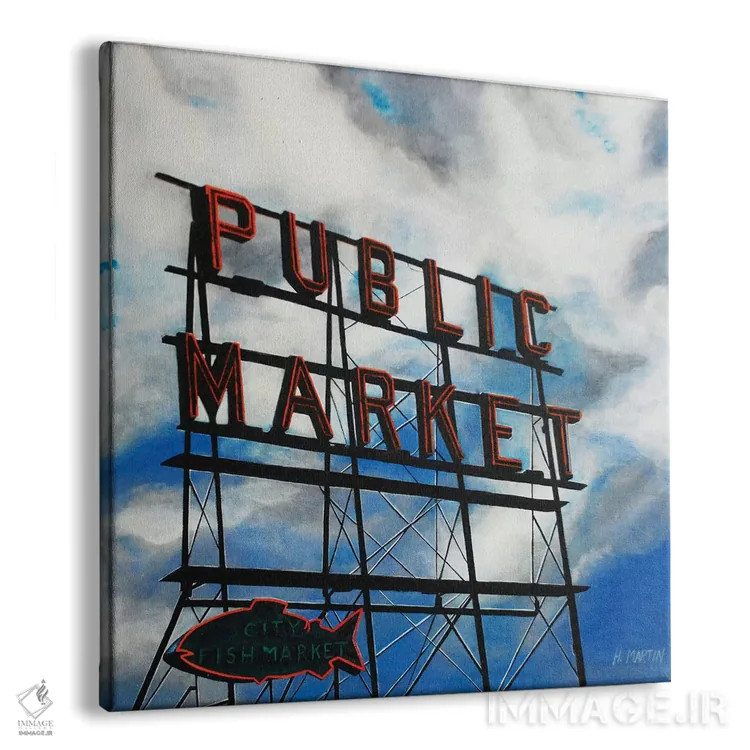 تابلو بازار ماهی شهر اثر هایدی مارتین - نمای پرسپکتیو محصول