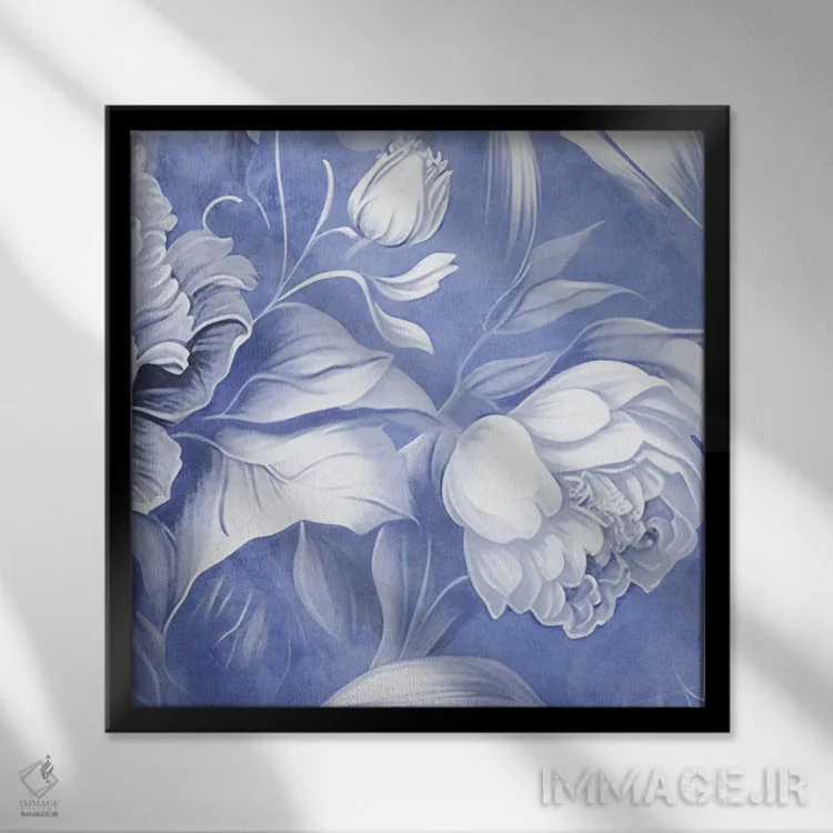 تابلو گلبرگهای سفید آبرنگی II اثر اشلی آلدرج - نمای قابدار مشکی