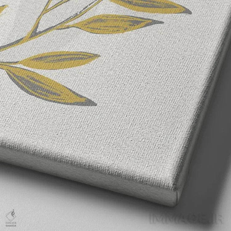 تابلو الهام گیاهی زرد و خاکستری II - مهربانی اثر اچام دیزاین (استودیو طراحی) - نمای نزدیک بافت بوم