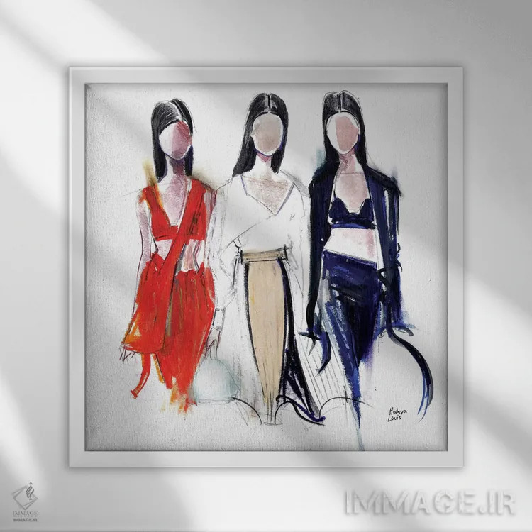 تابلو باند نمایش مد بهاری اثر هارت آو لیلی (برند هنری) - نمای قابدار سفید