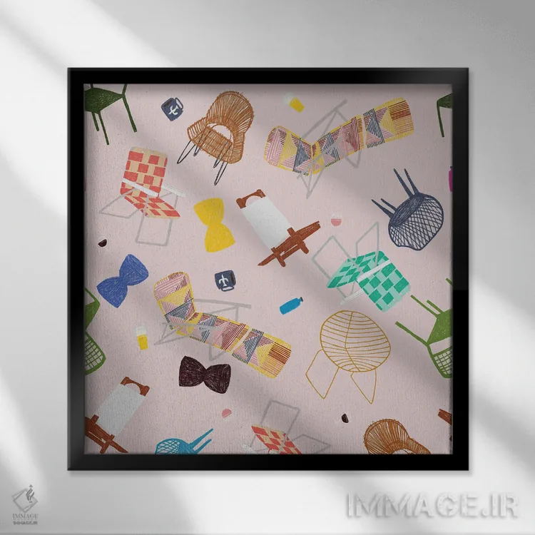 تابلو طرح صندلی راحتی اثر هانا بایزنگ - نمای قابدار مشکی