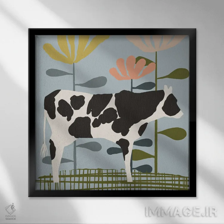 تابلو گاو بهاری اثر هانا بایزنگ - نمای قابدار مشکی