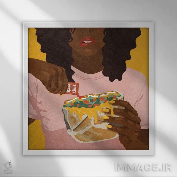 تابلو آتش اثر هانا رَند - نمای قابدار سفید