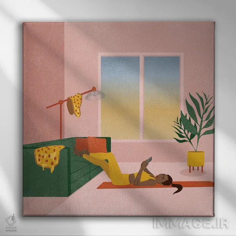 تابلو پایداری قرنطینه اثر هانا رَند - نمای روبهرو روی دیوار