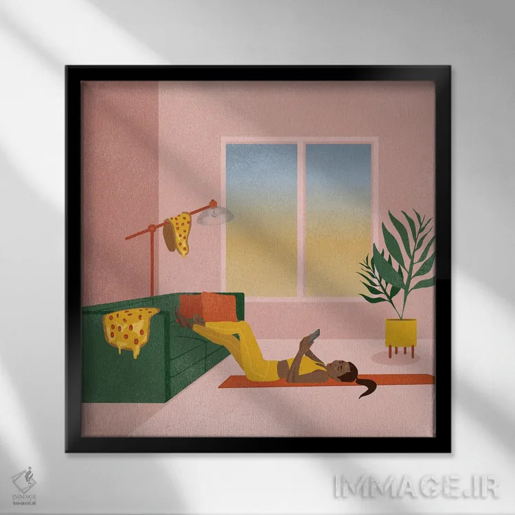 تابلو پایداری قرنطینه اثر هانا رَند - نمای قابدار مشکی