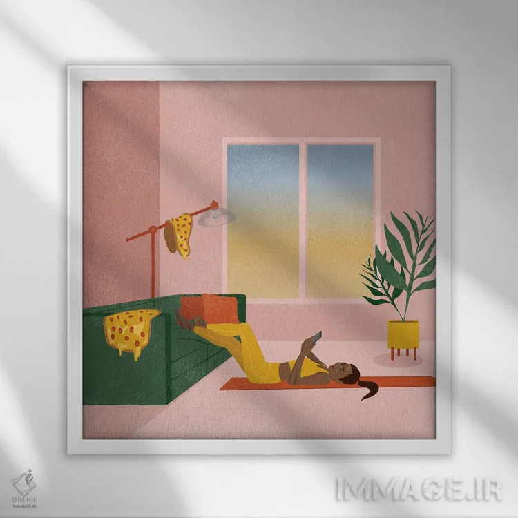 تابلو پایداری قرنطینه اثر هانا رَند - نمای قابدار سفید