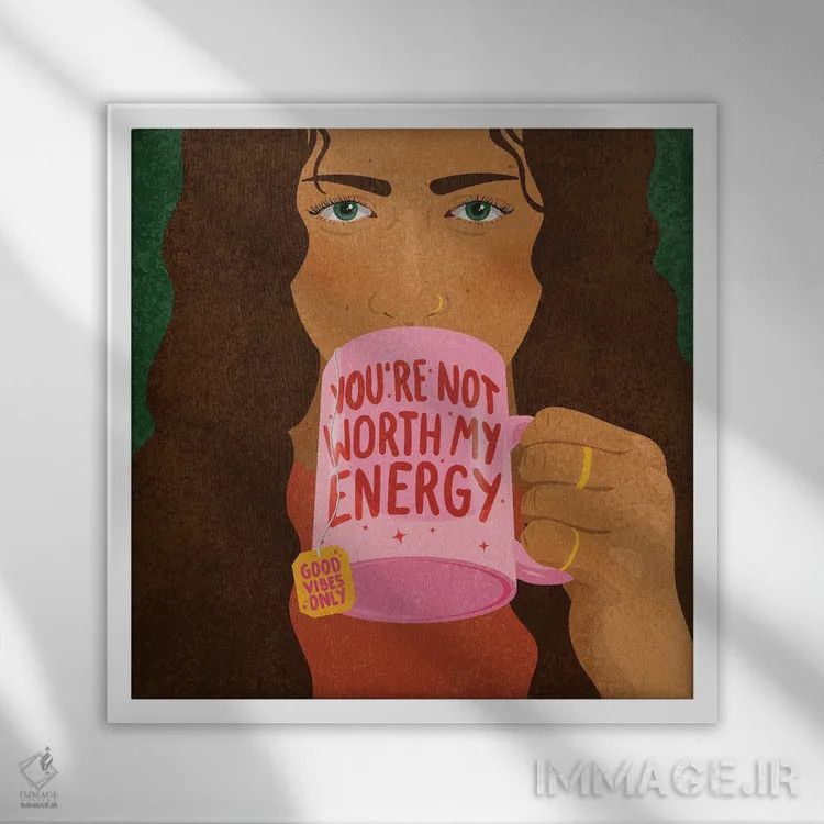 تابلو ارزش انرژی من را نداری اثر هانا رَند - نمای قابدار سفید