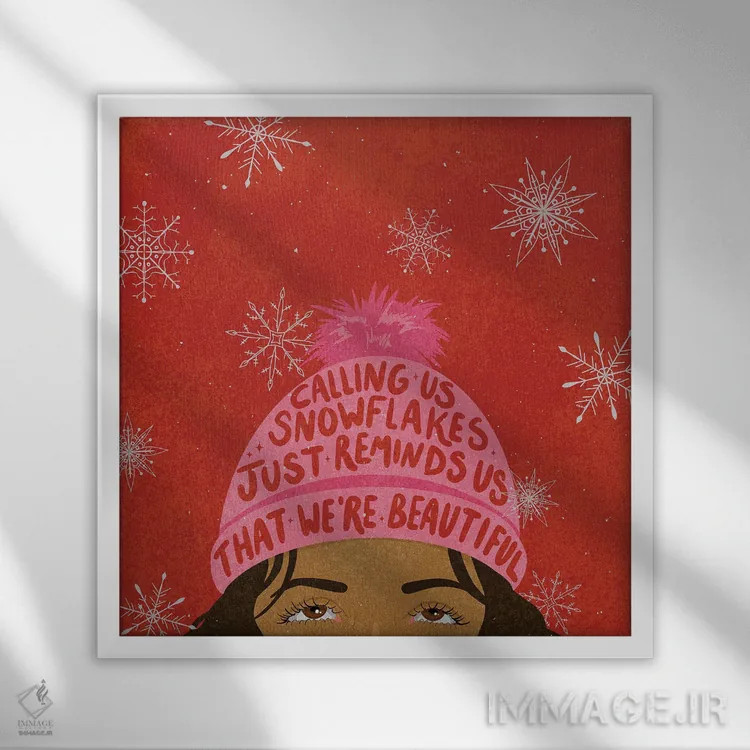 تابلو برف دانهها زیبا هستند اثر هانا رَند - نمای قابدار سفید