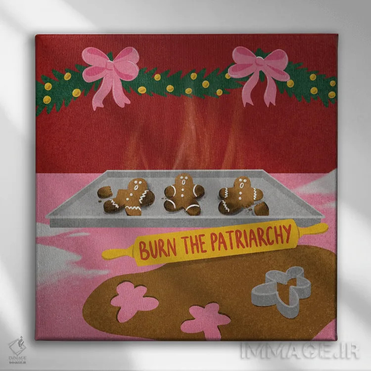 تابلو پدرسالاری را بسوزان اثر هانا رَند - نمای روبهرو روی دیوار