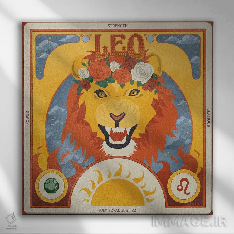 تابلو شیر (برج فلکی) اثر هانا رَند - نمای روبهرو روی دیوار